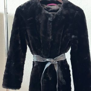 Black faux fur jacket. Size 0